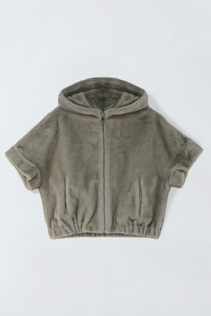 페이크 퍼 하프소매 자켓 E5HW115