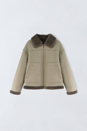 양모 배색 무스탕 E5HW108