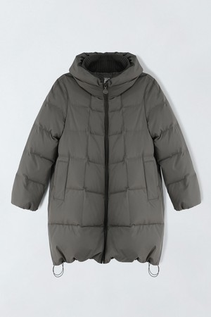 니트 배색 넥라인 구스다운 S5HW081