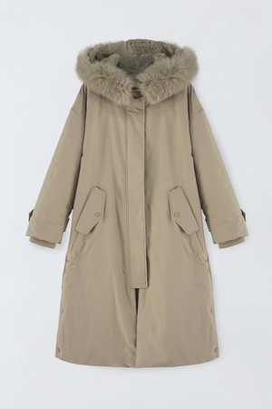 리얼폭스 배색 후드 점퍼 E5HW087