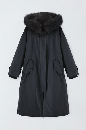 리얼폭스 배색 후드 점퍼 E5HW087