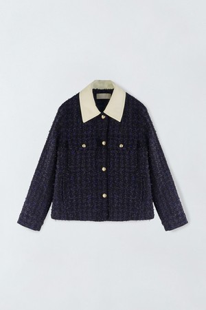 버튼 카라 트위드 자켓 N6IS002