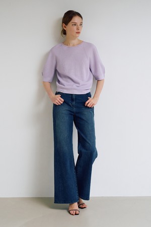 레귤러 하프소매 라운드 니트 S6IM003