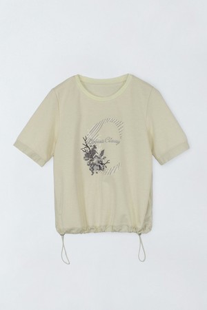 배색 프린팅 티셔츠 E6IM009