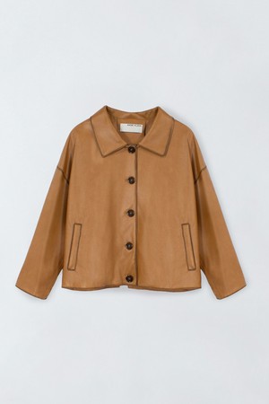 페이크 레더 크롭 자켓 E6IS015