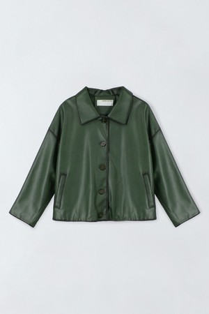 페이크 레더 크롭 자켓 E6IS015