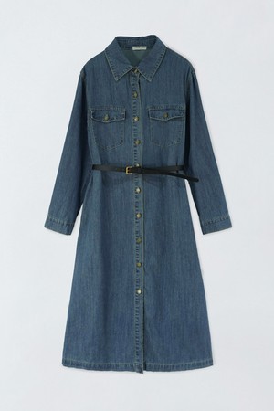 데님 벨티드 원피스 O6IM017