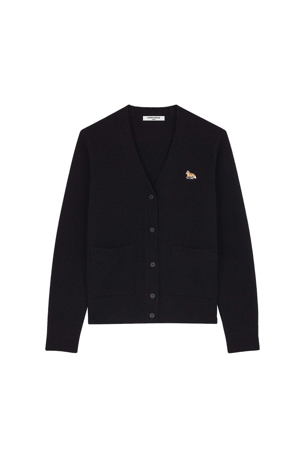 MAISON KITSUNE - 가디건 - 메종키츠네 24FW 베이비 폭스패치 울 V넥 여성가디건 LW00507KT1006 P199