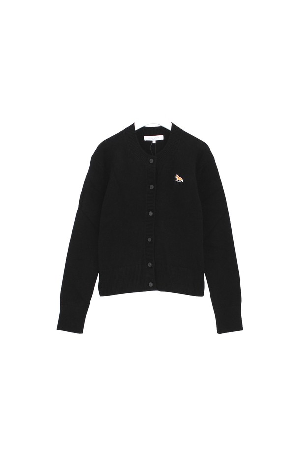 MAISON KITSUNE - 가디건 - 메종키츠네 24FW 베이비 폭스패치 울 라운드넥 여성가디건 LW00508KT1006 P199