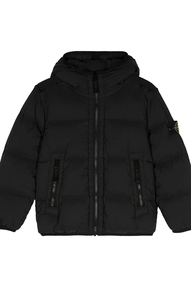 STONE ISLAND - 키즈아우터 - 스톤아일랜드 24FW 와펜로고 크링클랩스 후드 패딩 811640328 V0029 8A