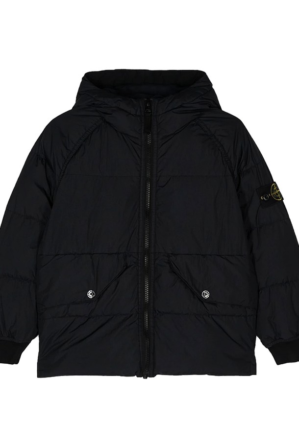 STONE ISLAND - 키즈아우터 - 스톤아일랜드 24FW 와펜로고 크링클랩스 후드 롱 패딩 811640223 V0029 6A