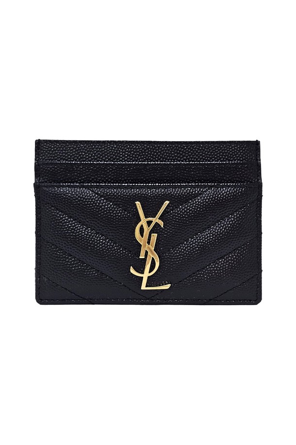 SAINT LAURENT - 지갑 - 생로랑 25SS 금장 모노그램 캐비어 마틀라세 카드지갑 423291 BOW01 1000