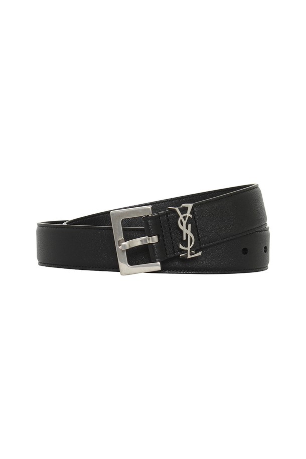 SAINT LAURENT - 벨트 - 생로랑 25SS 모노그램 YSL 로고 3CM 가죽 벨트 634440 BRM0E 1000