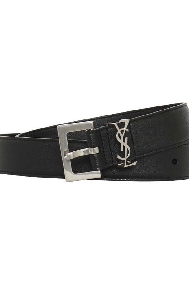 SAINT LAURENT - 벨트 - 생로랑 25SS 모노그램 YSL 로고 3CM 가죽 벨트 634440 BRM0E 1000