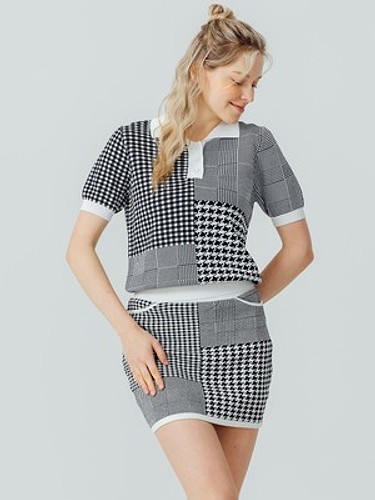 KAREN CHECK KNIT-a