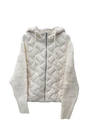 SQUARE KNIT DUCKDOWN JUMPER_IVORY-a