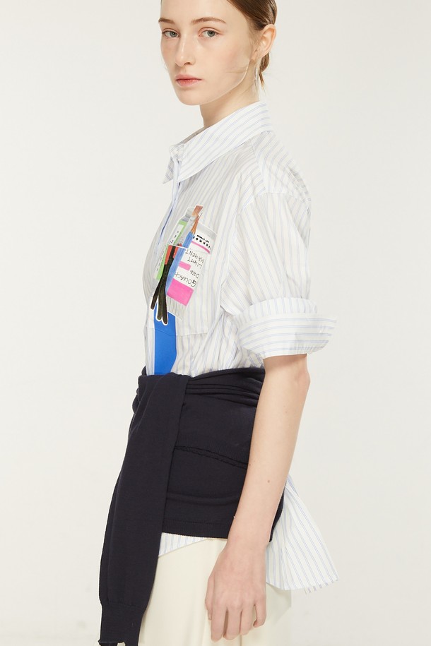 Iannmore - 셔츠 - Art Supplies Printed Shirt_ 스트라이프 포인트 셔츠