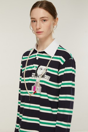 Contrast Collar Striped T-SH._배색 칼라 스트라이프 티셔츠
