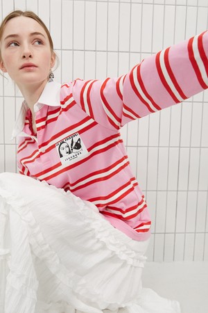 Contrast Collar Striped T-SH._배색 칼라 스트라이프 티셔츠