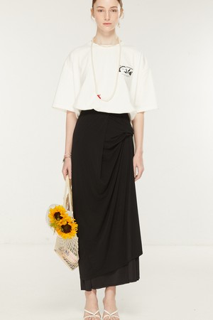 Asymmetric Shirring Jersey Skirt_비대칭 셔링 져지 스커트