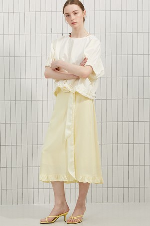 Ruffle Trimmed Silky Skirt_ 러플 트리밍 실키 스커트