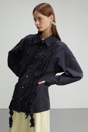 Ruffle Detail Long Shirt_러플 디테일 롱 셔츠