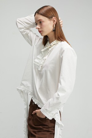 Ruffle Trimmed Cotton Shirt_ 러플 트리밍 코튼 셔츠