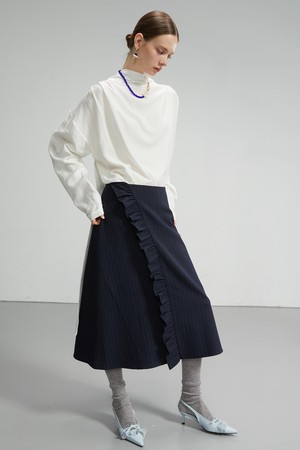 Ruffle Detail Striped Flared Skirt_ 러플 디테일 스트라이프 플레어 스커트