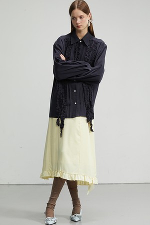 Ruffle Trimmed Silky Skirt_ 러플 트리밍 실키 스커트