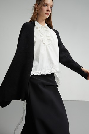 Asymmetric Knit Cape Shawl_BK (비대칭 니트 케이프 숄_블랙)