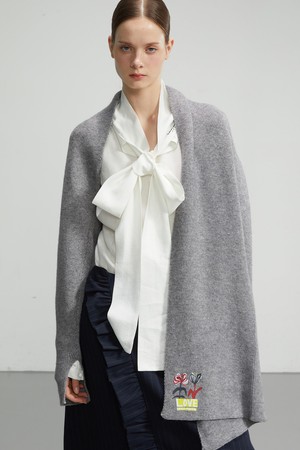 Asymmetric Knit Cape Shawl_GY (비대칭 니트 케이프 숄_그레이)