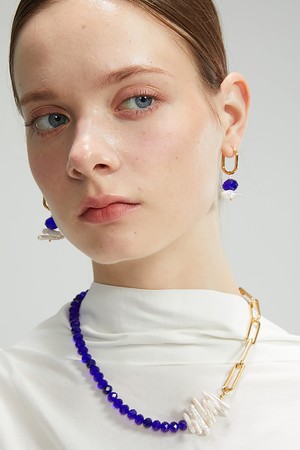 Blue Pointed Birok Pearl Earring_ 블루 포인트 바로크 진주 귀걸이