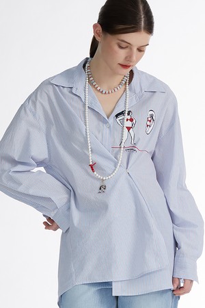 Asymmetric Drape Stripe Shirts_ 비대칭 스트라이프 셔츠