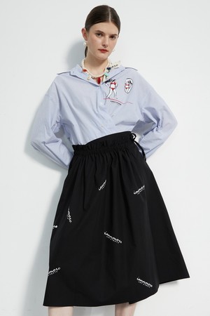 Flared Cotton Wrap Skirt With Logo Play_ 로고 플레이 플레어 랩 스커트