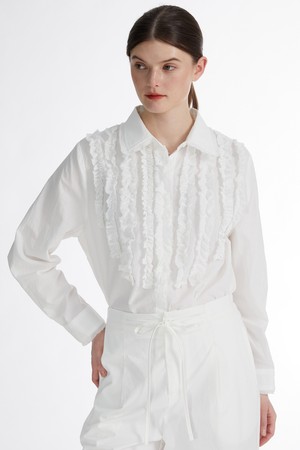 Front Ruffle Cotton Shirt_ 러플 코튼 셔츠