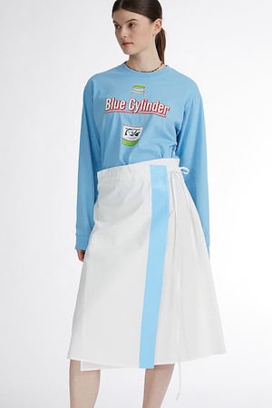 Flared Cotton Wrap Skirt With Contrast Color_ 배색 컬러 플레어 랩 스커트