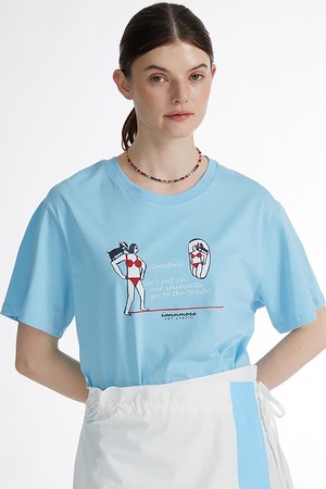 Bikini Girl Illustration Short Sleeve TS_ 비키니 걸 프린트 반팔 티