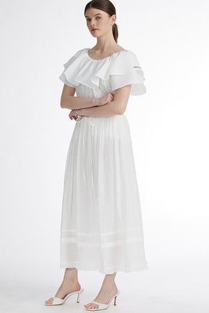 Frill-Trimmed Textured Maxi Skirt_ 프릴 맥시 스커트