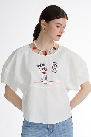 Signature Lantern Sleeve Linen Top_ 시그니쳐 랜턴 슬리브 린넨 탑