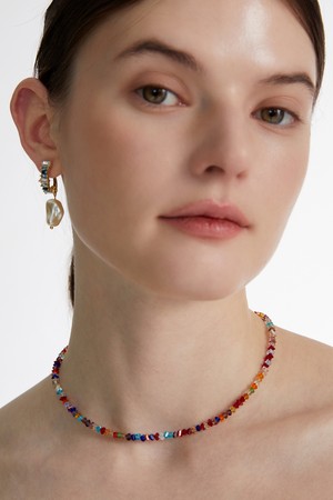Rainbow Crystal Faceted Necklace_ 레인보우 크리스탈 목걸이