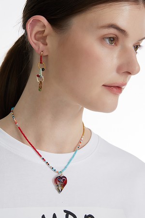 Heart Beaded Necklace_하트 비즈 목걸이