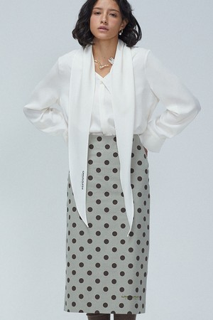Retro Dot Straight Midi Skirt_ 레트로 도트 스트레이트 미디 스커트