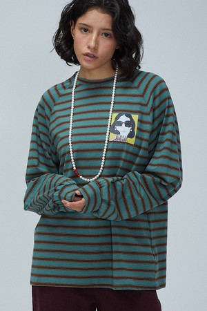 Signature Graphic Striped Long Sleeve Tee_ 시그니처 그래픽 스트라이프 티