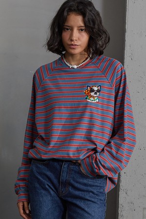 Signature Graphic Striped Long Sleeve Tee_ 시그니처 그래픽 스트라이프 티