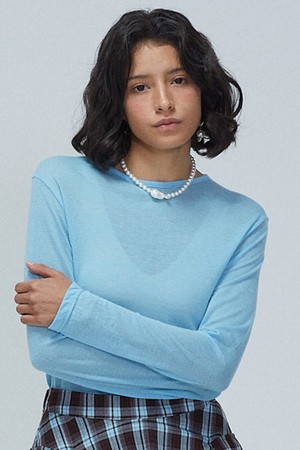 Sheer Wool-Blend Long Sleeve Top_ 시어 울 블렌드 롱 슬리브 탑