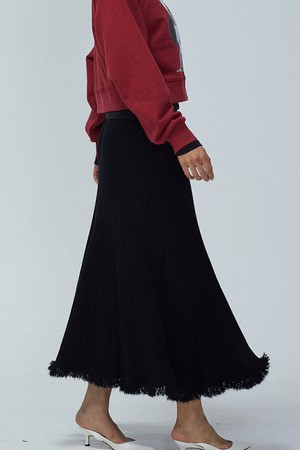 Fringe-Hem Ribbed Knit Skirt _ 프린지 헴 골지 니트 스커트
