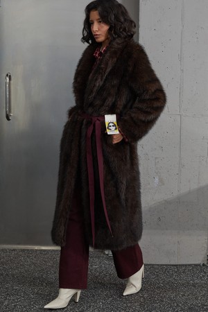 Belted Oversized Long Faux Fur Coat _ 벨티드 오버사이즈 롱 페이크 퍼 코트