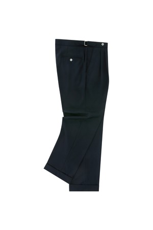 [Easy line] Two tuck Easy Trousers (Navy)