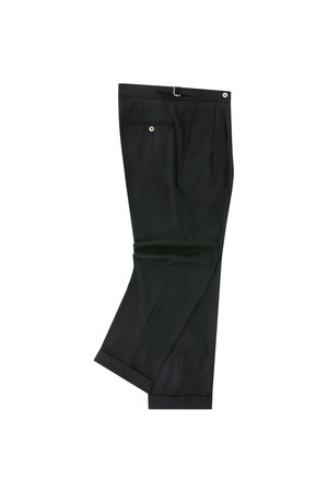  [Easy line] Two tuck Easy Trousers (Black)