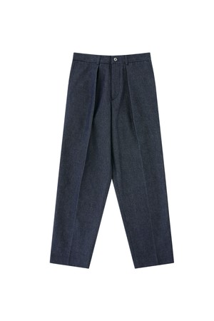 [Easy line] Denim 1Pleats banding chino (Indigo)